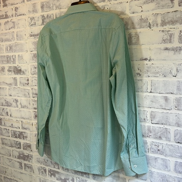 Monza Rosso Milano Tailored Fit Men Button Front L/S Check Green Plaid Shirt L - Picture 4 of 9